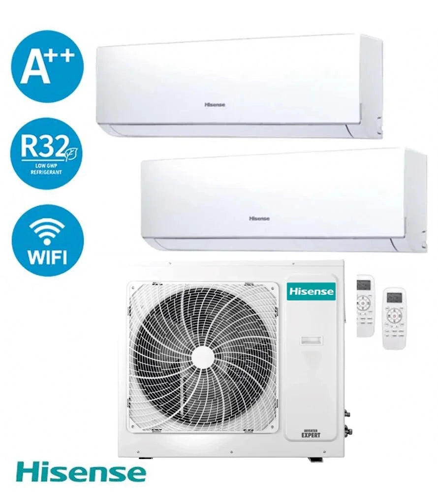 Climatizzatore Hisense Dual Inverter 12+12 6,2kW 12000+12000 BTU 3AMW62U4RFA A++ Wi-Fi, Gas R32, Silenzioso