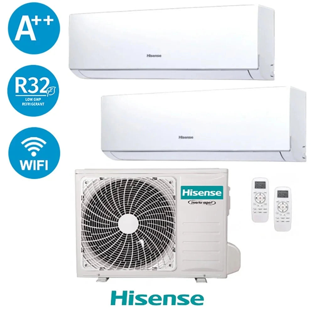 Climatizzatore Hisense Dual Inverter 9+9 5,2kW R32 Wi-Fi A++ 9000+9000 BTU 2AMW52U4RXC - Eccellente Efficienza Energetica