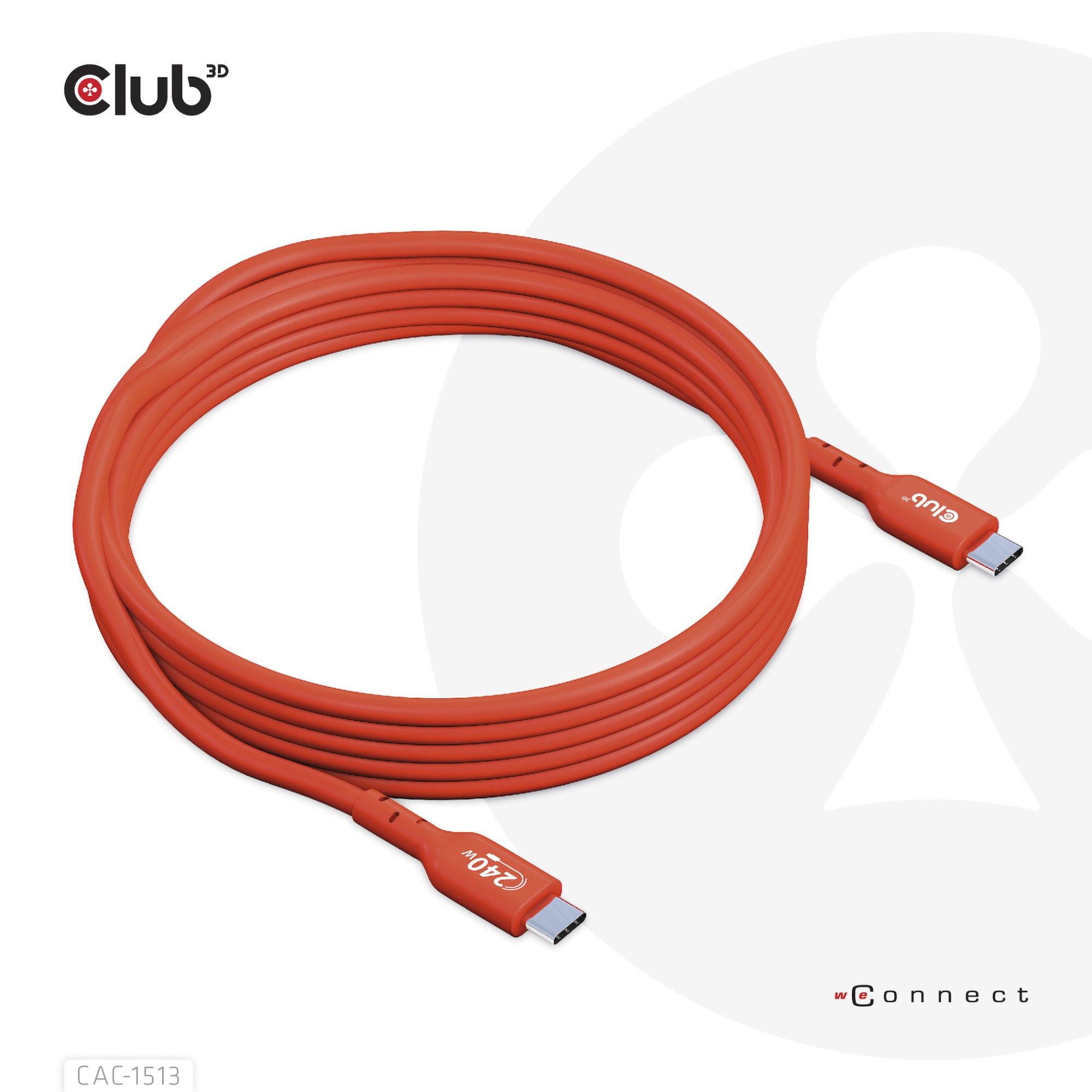 Club 3D Usb2 Type-C Bi-Directional Usb-If Certified Cable Data 480Mb Pd 240W(48V/5A) Epr M/M 3M / 9