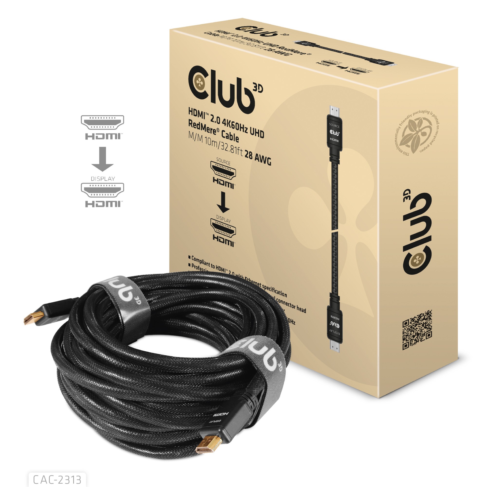 Club3D Hdmi 2.0 Male To Hdmi 2.0 Male High Speed 4K60Hz Uhd - Redmere 10M/32.8Ft