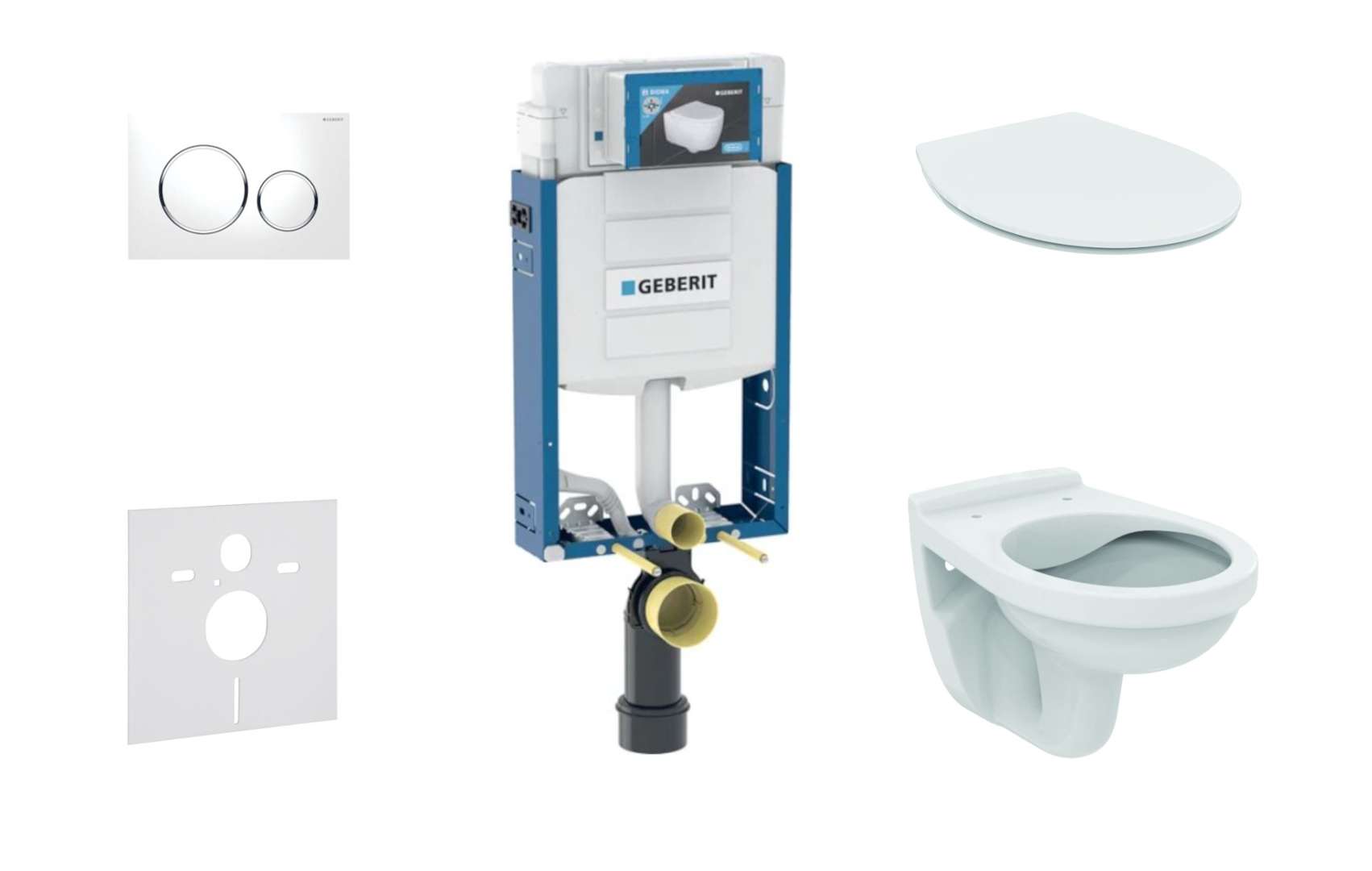 Combifix - Modulo Di Installazione A Parete, Wc Alpha Con Sedile, Placca Di Comando Sigma20, Bianco/cromo 110.302.00.5 Nd4 - Geberit