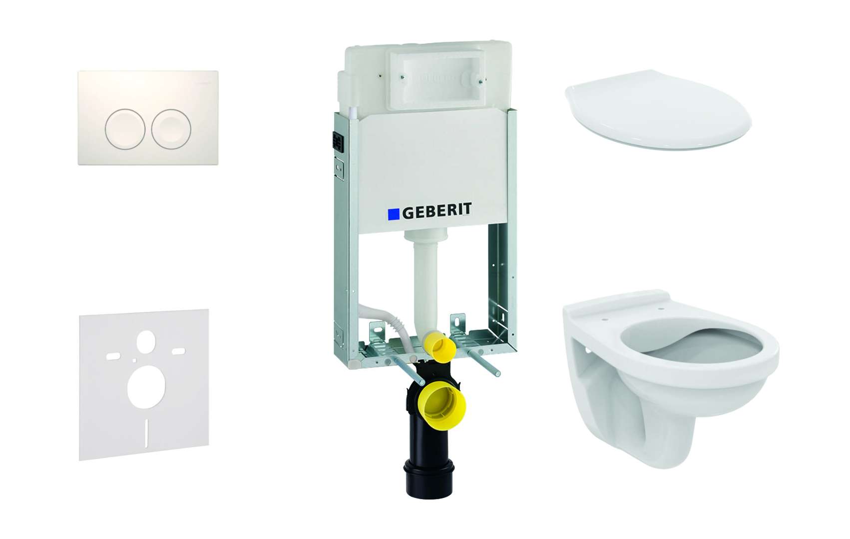 Combifix - Modulo Di Installazione A Parete, Wc Alpha Con Sedile, Placca Di Comando Delta21, Bianco Alpino 110.100.00.1 Nr1 - Geberit Combifix - Modulo Di Installazione A Parete, Wc Alpha Con Sedile, Placca Di Comando Delta21, Bianco Alpino 110.100.00.1 Nr1 - Geberit