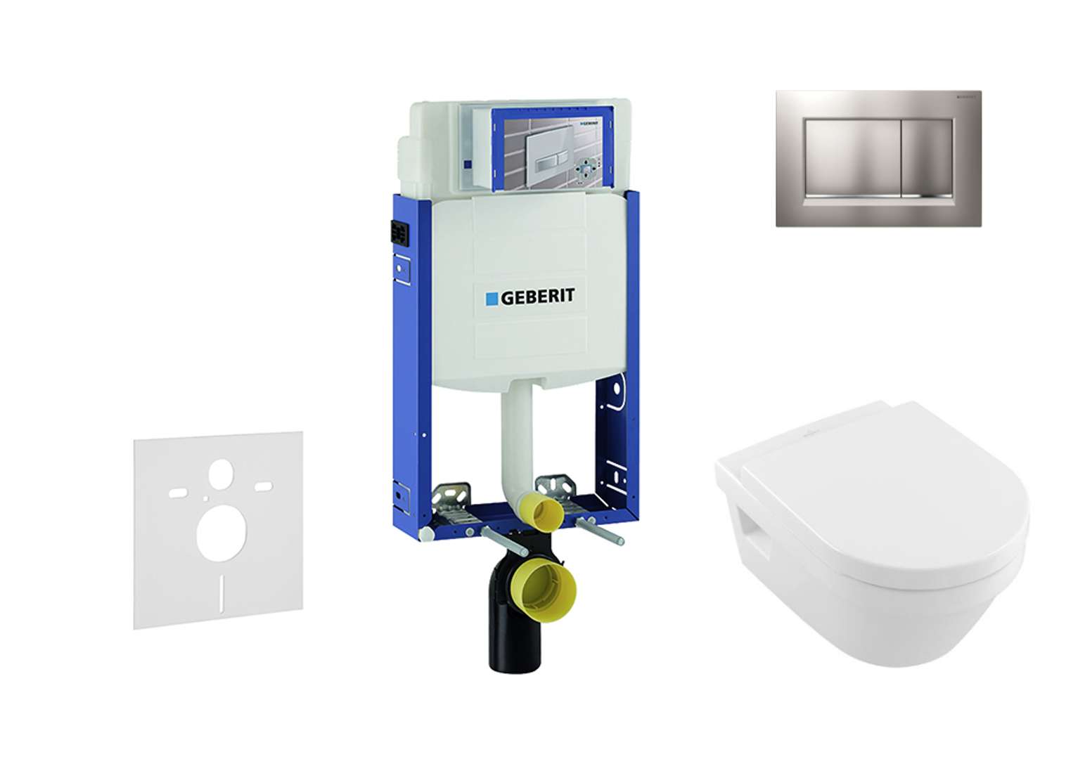 Combifix - Modulo Di Installazione Per Wc Sospesi Con Placca Di Comando Sigma30, Cromo Opaco/cromo + Wc E Copriwater Directflush, Softclose, Ceramicplus, Villeroy Boch 110.302.00.5 Nb7 - Geberit Combifix - Modulo Di Installazione Per Wc Sospesi Con Placca Di Comando Sigma30, Cromo Opaco/cromo + Wc E Copriwater Directflush, Softclose, Ceramicplus, Villeroy Boch 110.302.00.5 Nb7 - Geberit