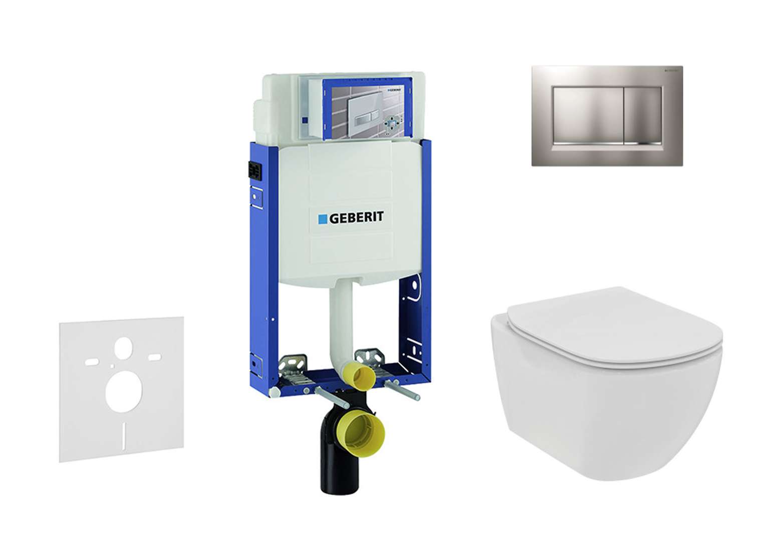 Combifix - Set Di Installazione A Parete, Wc E Sedile Ideal Standard Tesi, Placca Sigma30, Cromo Opaco/cromo 110.302.00.5 Ne7 - Geberit