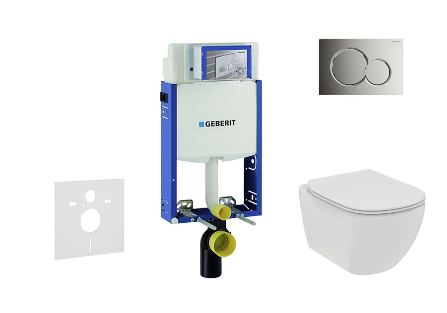 Combifix - Set Di Installazione A Parete, Wc E Sedile Ideal Standard Tesi, Placca Sigma01, Rimless, Softclose,cromata 110.302.00.5 Ne2 - Geberit