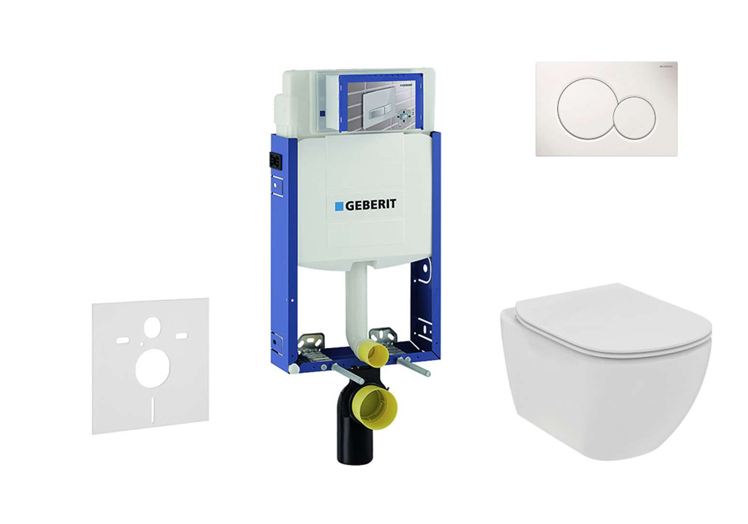 Combifix - Set Di Installazione A Parete, Wc E Sedile Ideal Standard Tesi, Placca Sigma01, Rimless, Softclose, Bianco Alpi 110.302.00.5 Ne1 - Geberit Combifix - Set Di Installazione A Parete, Wc E Sedile Ideal Standard Tesi, Placca Sigma01, Rimless, Softclose, Bianco Alpi 110.302.00.5 Ne1 - Geberit