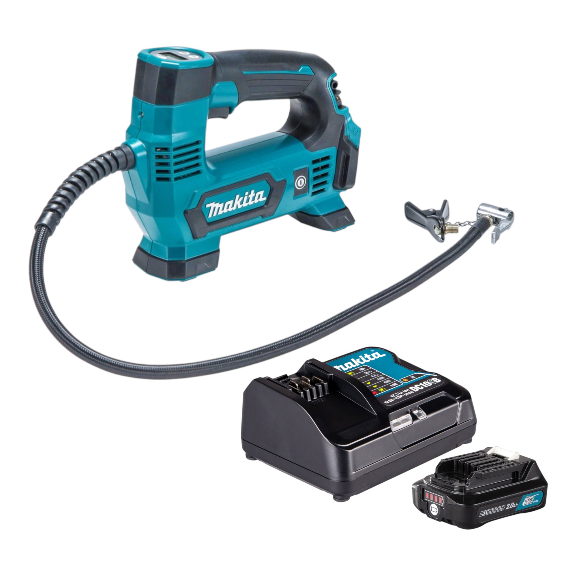 Compressore A Batteria Makita Mp 100 Dsa1 12 V Max. 8,3 Bar + 1x Batteria 2,0 Ah + Caricabatterie