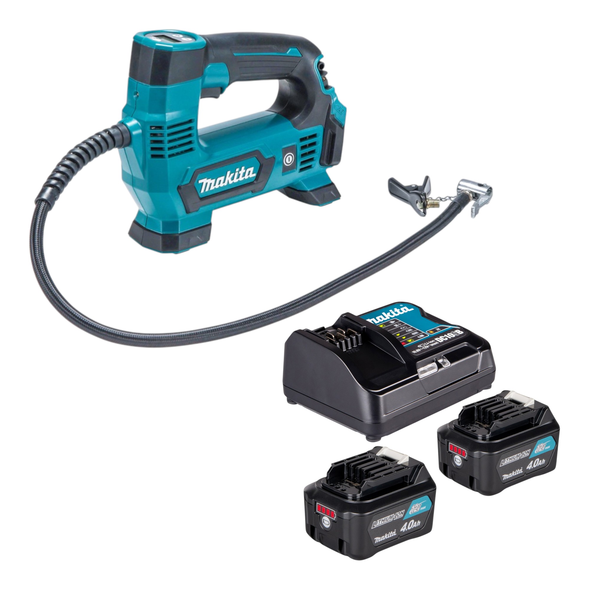 Compressore A Batteria Makita Mp 100 Dsm 12 V Max. 8,3 Bar + 2x Batteria 4,0 Ah + Caricabatterie Compressore A Batteria Makita Mp 100 Dsm 12 V Max. 8,3 Bar + 2x Batteria 4,0 Ah + Caricabatterie