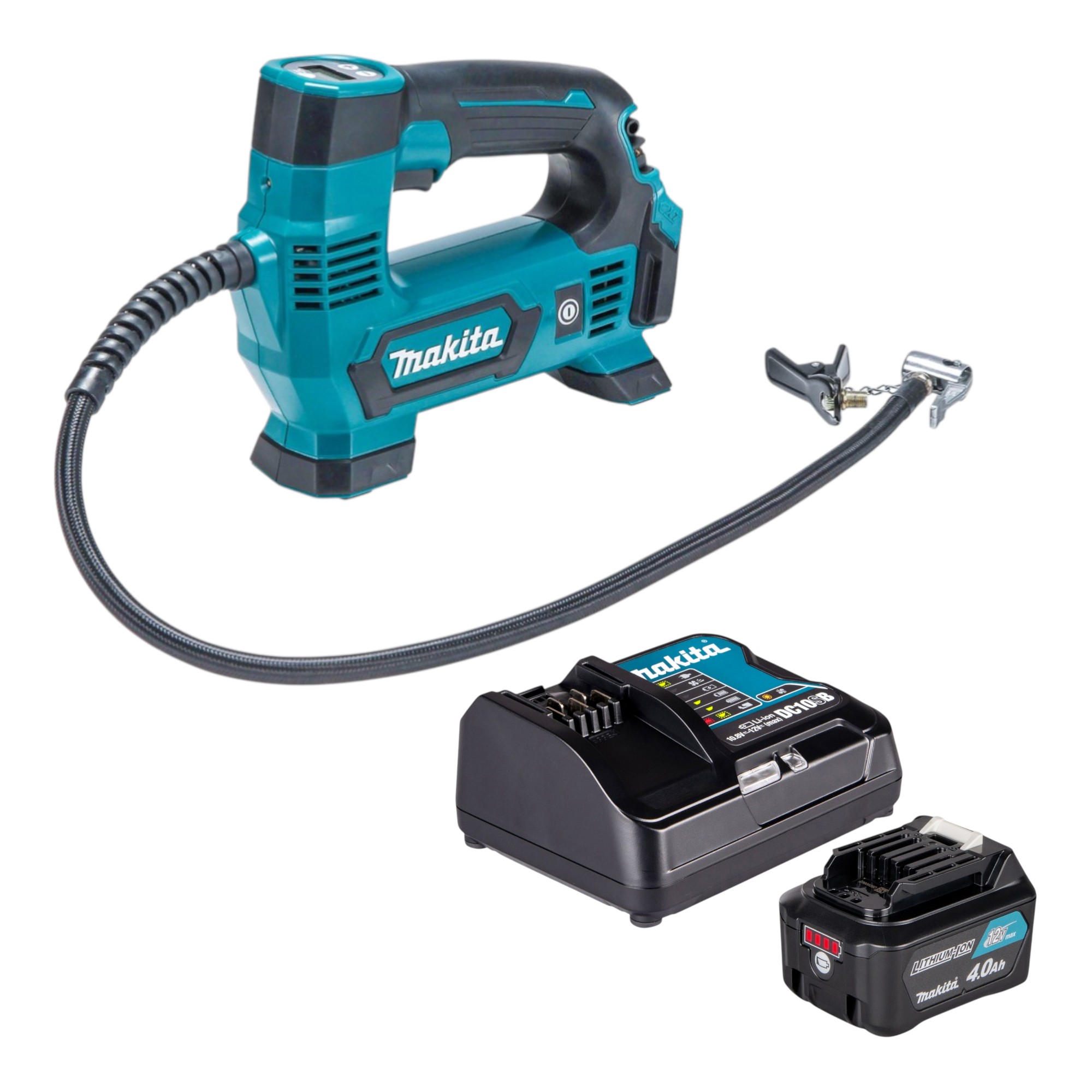 Compressore A Batteria Makita Mp 100 Dsm1 12 V Max. 8,3 Bar + 1x Batteria 4,0 Ah + Caricabatterie