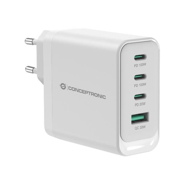 Conceptronic 4-PORT 100W Gan USB Pd Charger Usb-C X 3 Usb-A 1 Qc 3.0 Pps 3.0 ALTHEA22W100