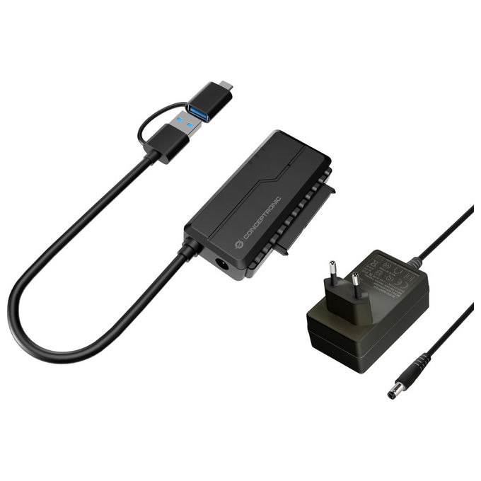 Conceptronic Adattatore USB 3.0 a SATA ABBY21B Nero per HDD-SSD 2.5-3.5