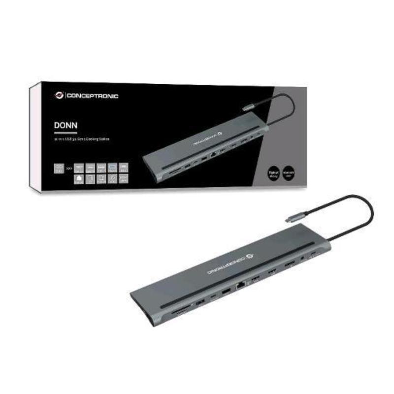 Conceptronic donn17g replicatore di porte e docking station per notebook cablato usb 3.2 gen 1 type-c grigio Conceptronic donn17g replicatore di porte e docking station per notebook cablato usb 3.2 gen 1 type-c grigio
