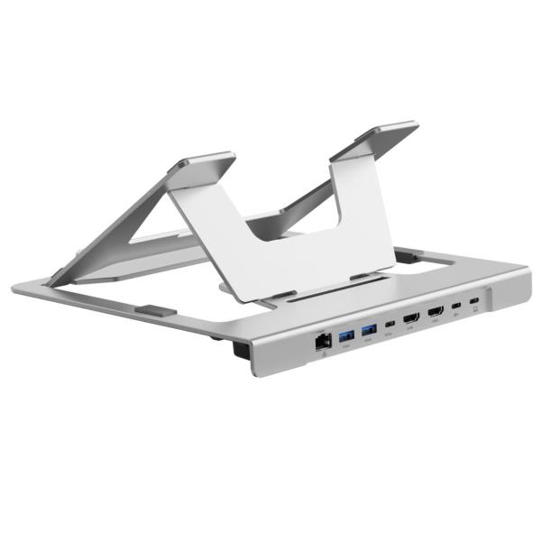 Conceptronic Laptop Stand With 7-IN-1 Usb-C Mst Docking Station -- Dual Hdmi 4K60HZ 100W USB Pd 5GBPS Usb-A 5GBPS X 2 Gbe DONN35S