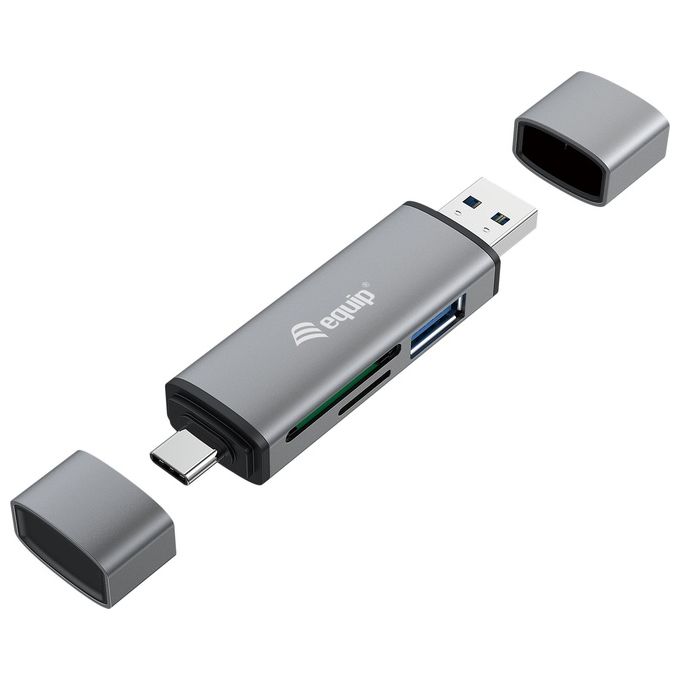 Conceptronic Lettore di Schede Usb 3.2 Gen 1 Type-A-Type-C Grigio