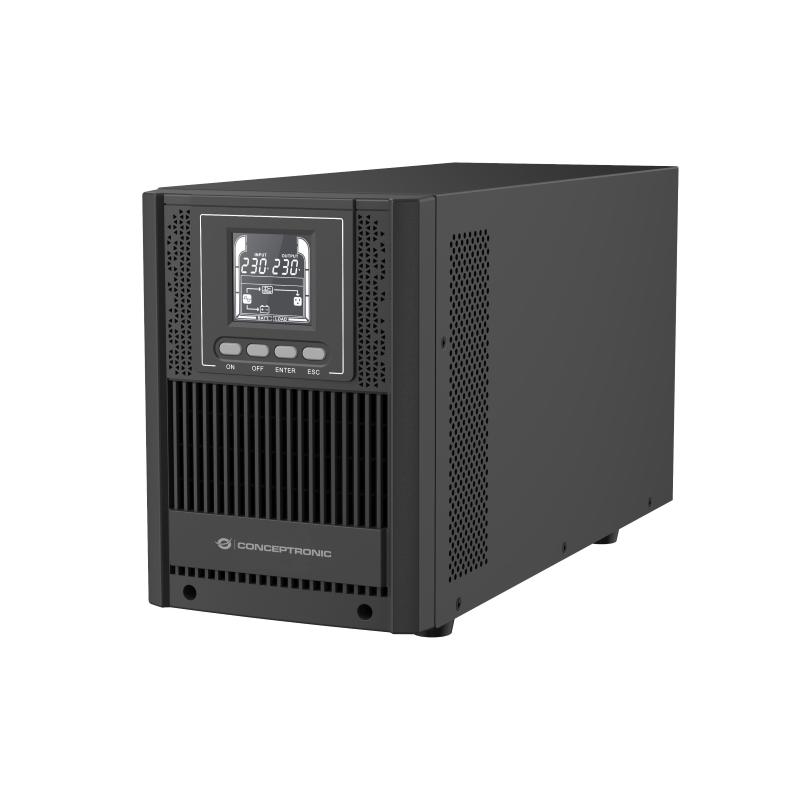Conceptronic zeus52es2k ups 2kva 1800w doppia conversione 4 prese ac lcd gruppo continuita`