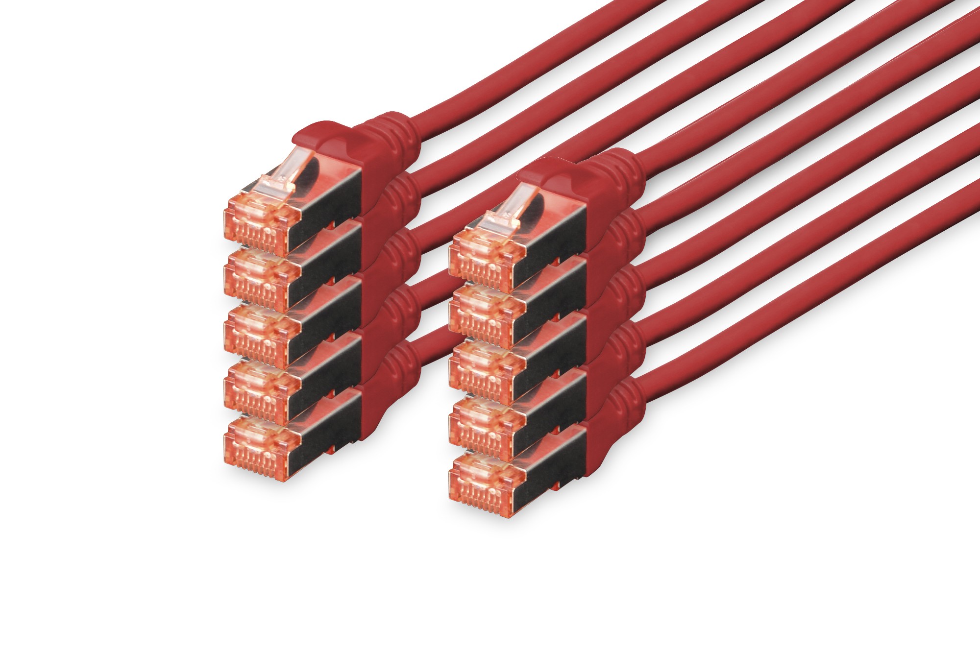 Confezione 10 Cavi Cat 6 Schermati S/Ftp Mt 025 Colore Rosso Digitus Confezione 10 Cavi Cat 6 Schermati S/Ftp Mt 025 Colore Rosso Digitus