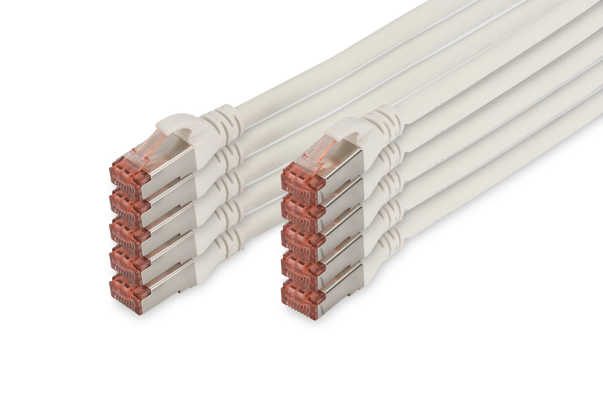 Confezione 10 Cavi Cat 6 Schermati S/Ftp Mt 2 Colore Bianco Digitus Confezione 10 Cavi Cat 6 Schermati S/Ftp Mt 2 Colore Bianco Digitus