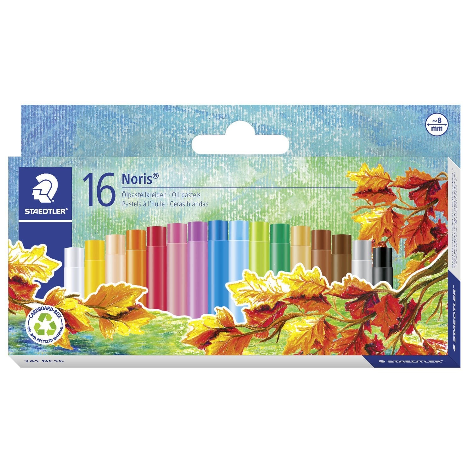Confezione da 16 pastelli morbidi Staedtler Noris 241 - Diametro 8 mm - Resistenti alla rottura - Colori assortiti