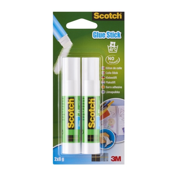Confezione da 2 stick di adesivo solido Scotch - 8 g ciascuno - Trasparente