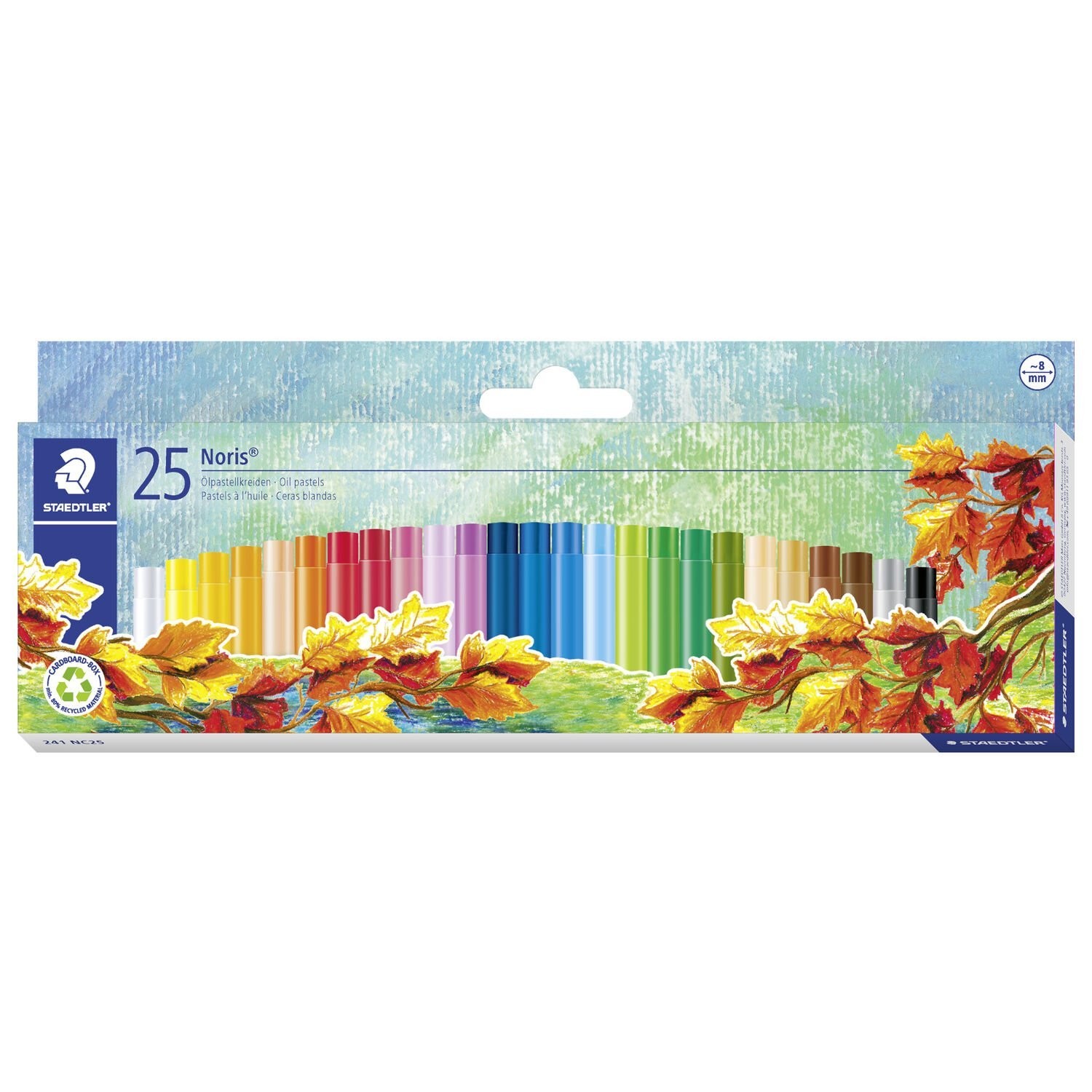 Confezione da 25 pastelli morbidi Staedtler Noris 241 - Diametro 8 mm - Resistenti alla rottura - Colori assortiti