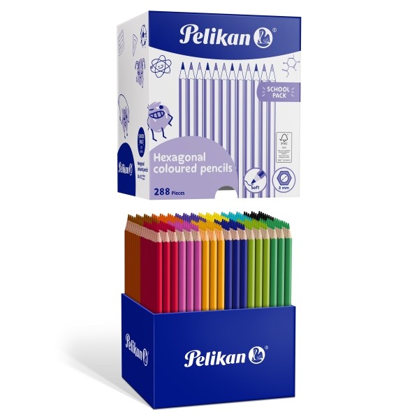 Confezione da 288 matite colorate Pelikan - Esagonali - Ideali per sfumare e sovrapporre i colori - 12 colori assortiti