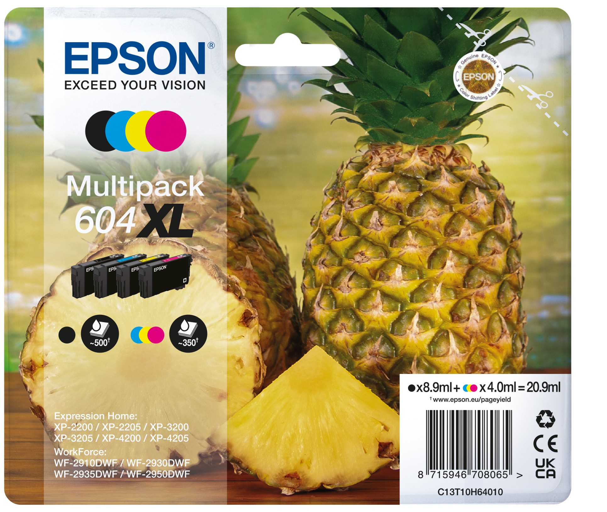 Confezione da 4 cartucce d inchiostro originali Epson 604XL - C13T10H64010