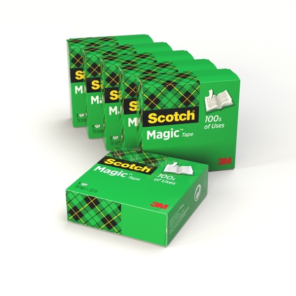 Confezione da 6 nastri adesivi invisibili Scotch Magic - 19 mm x 33 m - Trasparenti