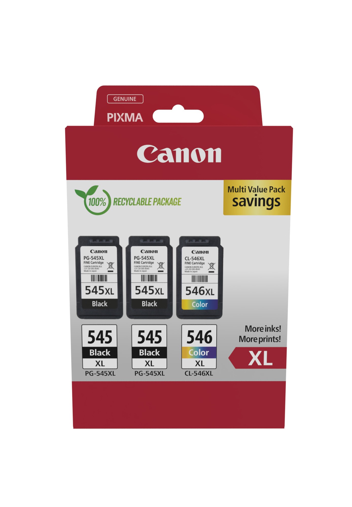 Confezione multipla da 3 cartucce d'inchiostro originali Canon PG-545XL/CL-546XL - 8286B013