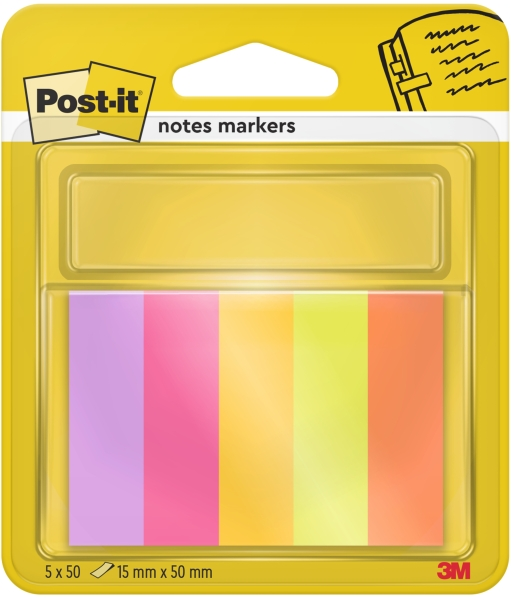 Confezione Post-It da 5 Blocchi da 50 Marcadores Riposizionabili - Forma Rettangolare - Colori Surtidos
