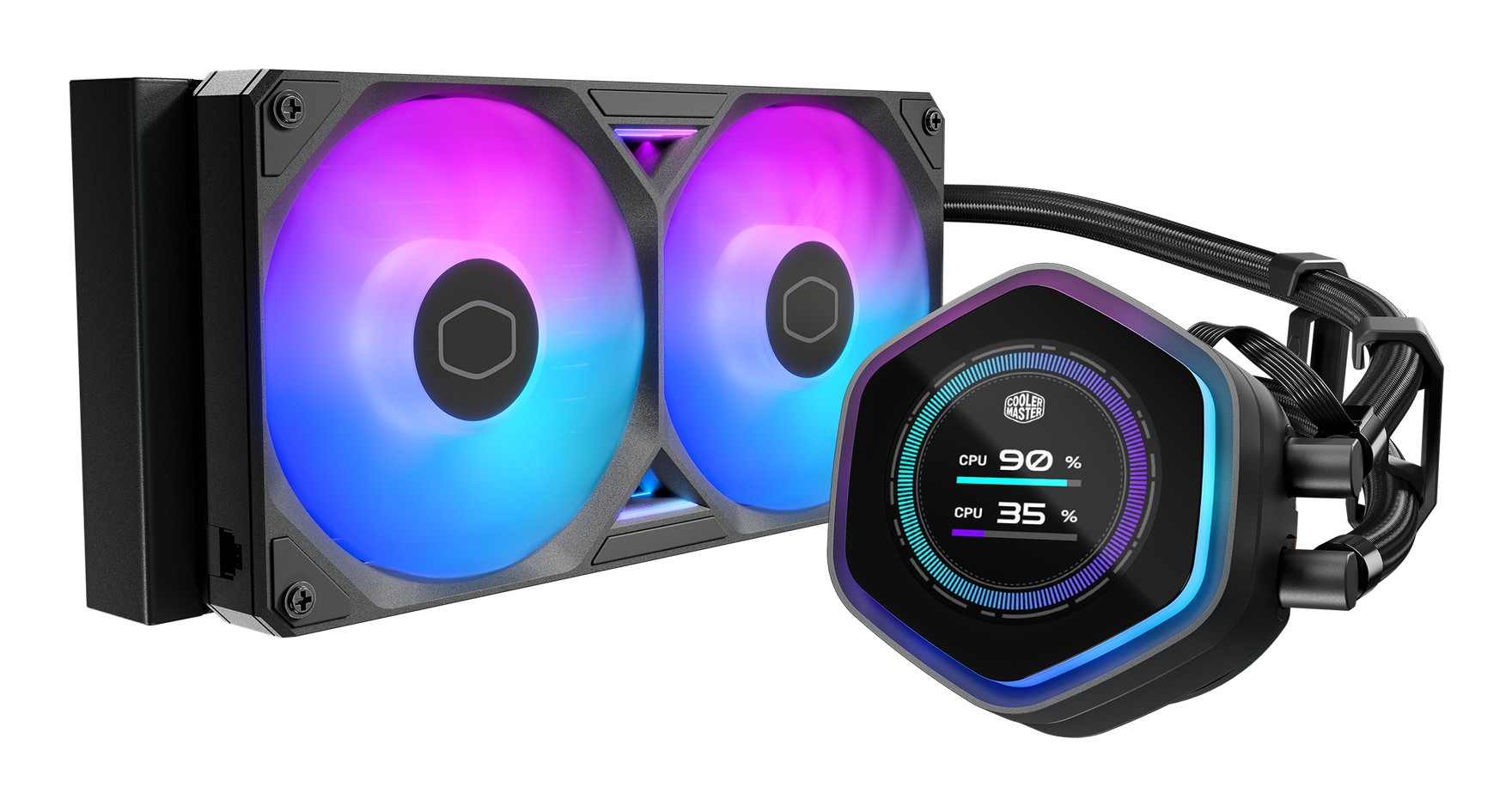 Cooler Master MasterLiquid Atmos II 240 LCD Black Processore Kit di raffreddamento a liquido 12 cm Nero 1 pz Cooler Master MasterLiquid Atmos II 240 LCD Black Processore Kit di raffreddamento a liquido 12 cm Nero 1 pz