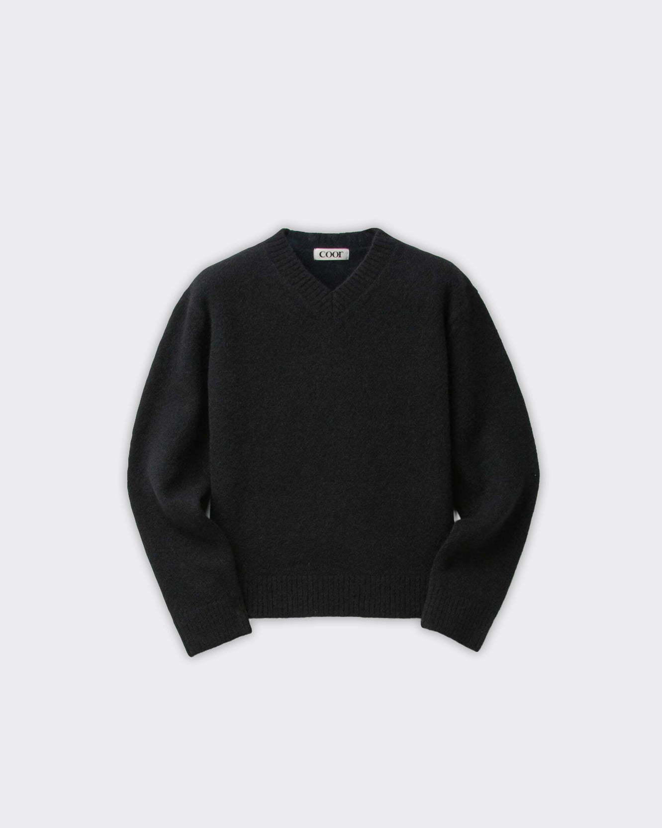 Coor Maglione Wool Blend Hairy V-Neck Nero