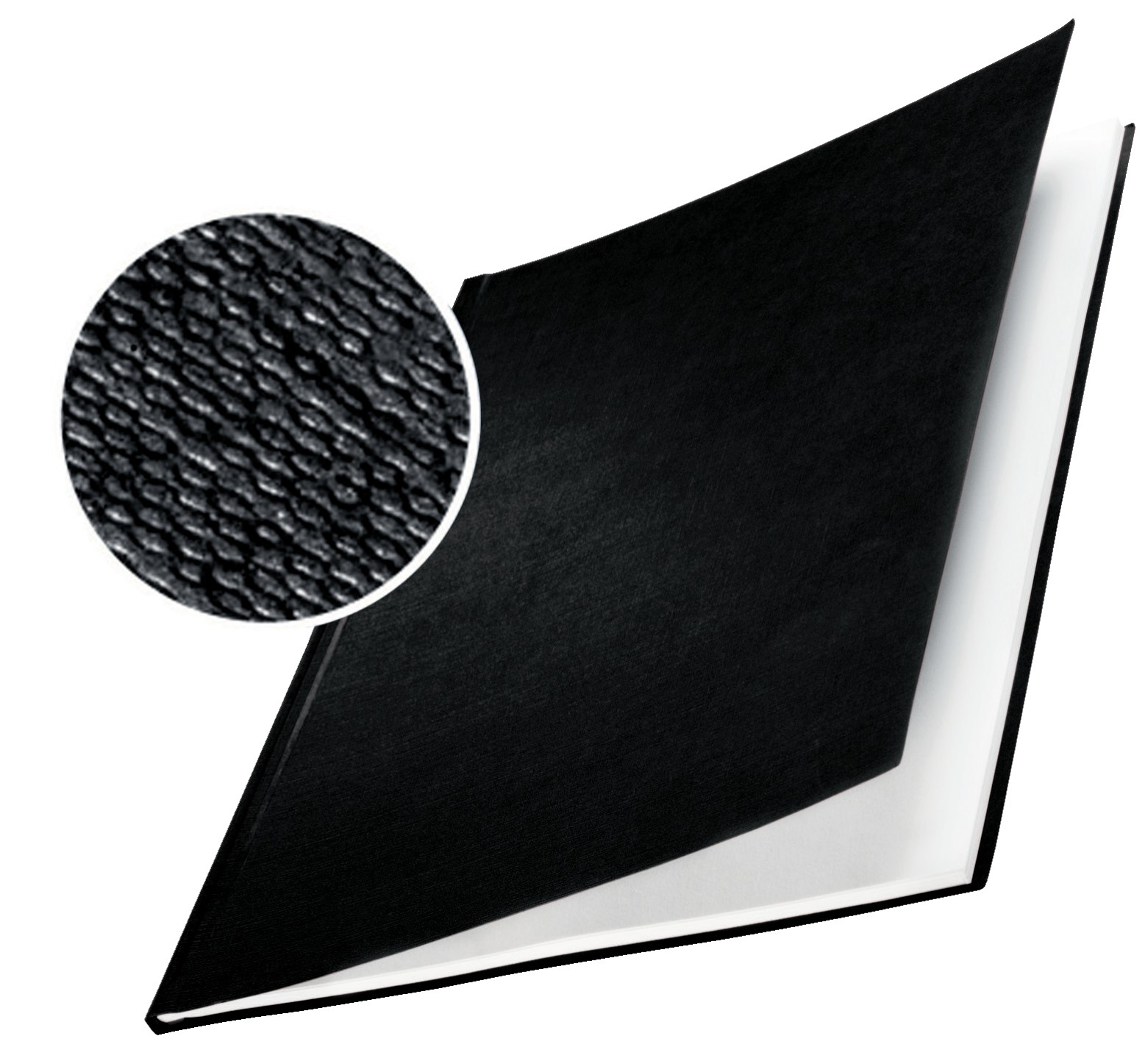Copertine rigide Leitz Impressbind - 105 mm - Struttura in lino - Rilegatura di alta qualità - Cartoncino nero da 175 mm - Superficie in lino laccato - Carta bianca priva di acidi - A4