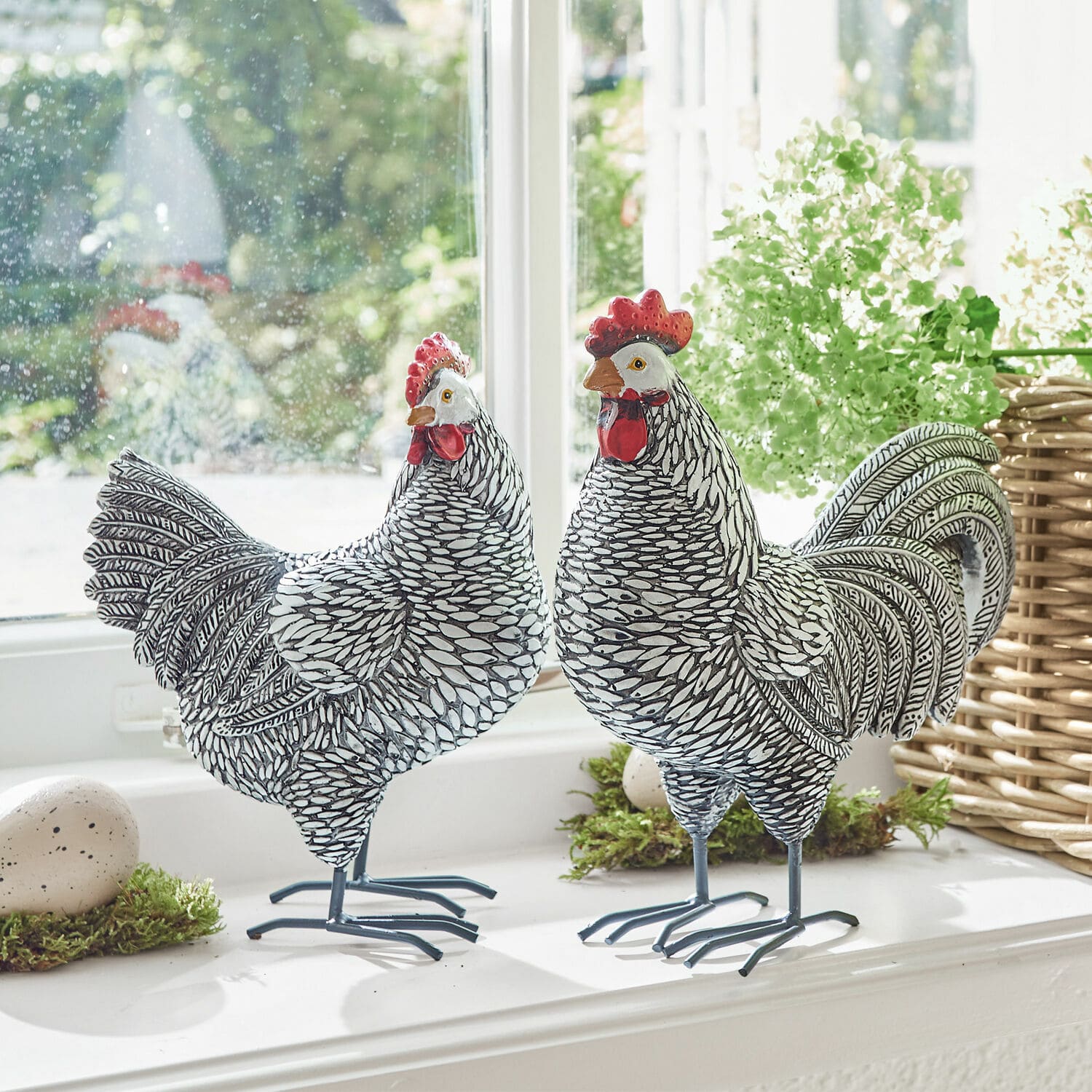 Coppia di galline decorative Mannis