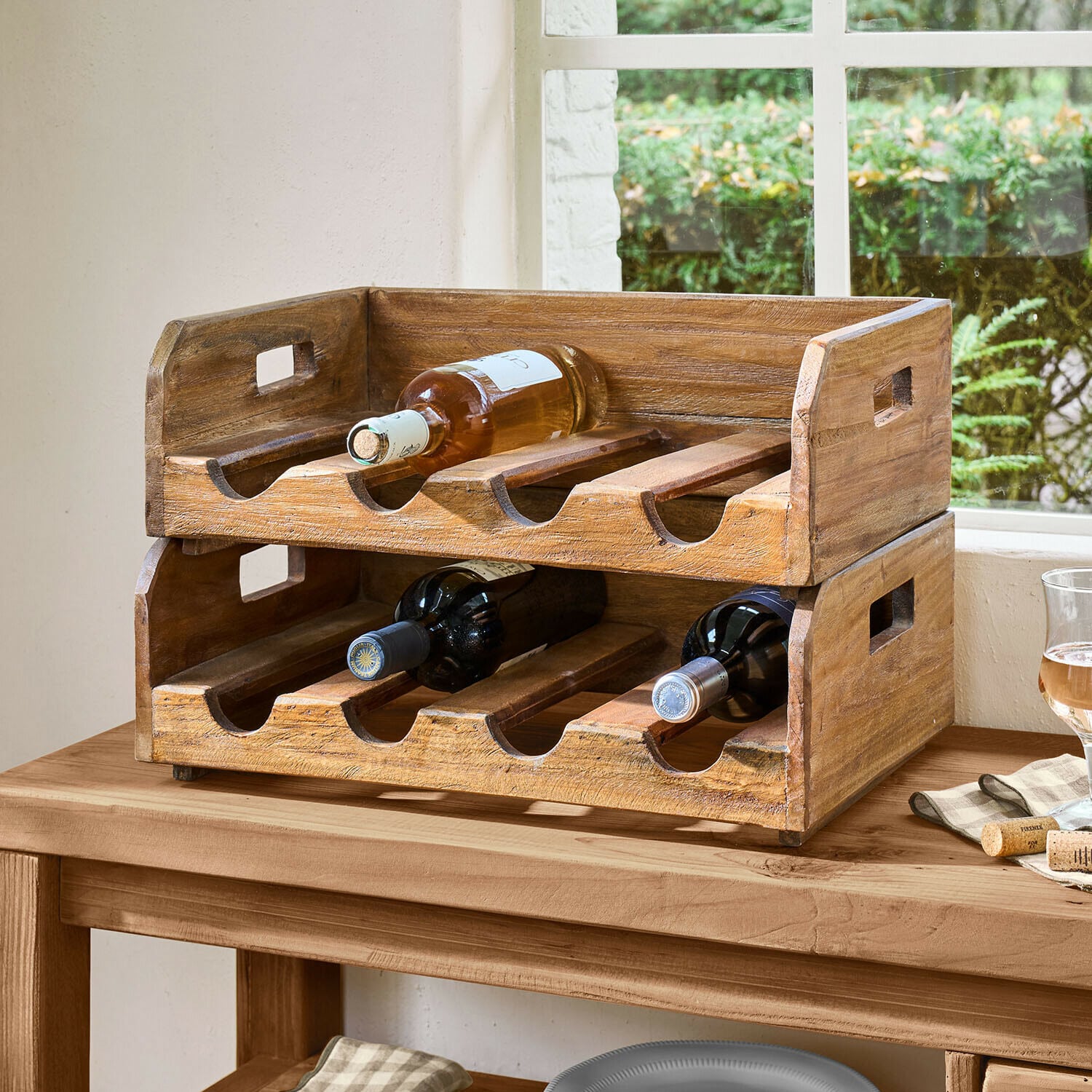 Coppia di portabottiglie Crestwooden Coppia di portabottiglie Crestwooden