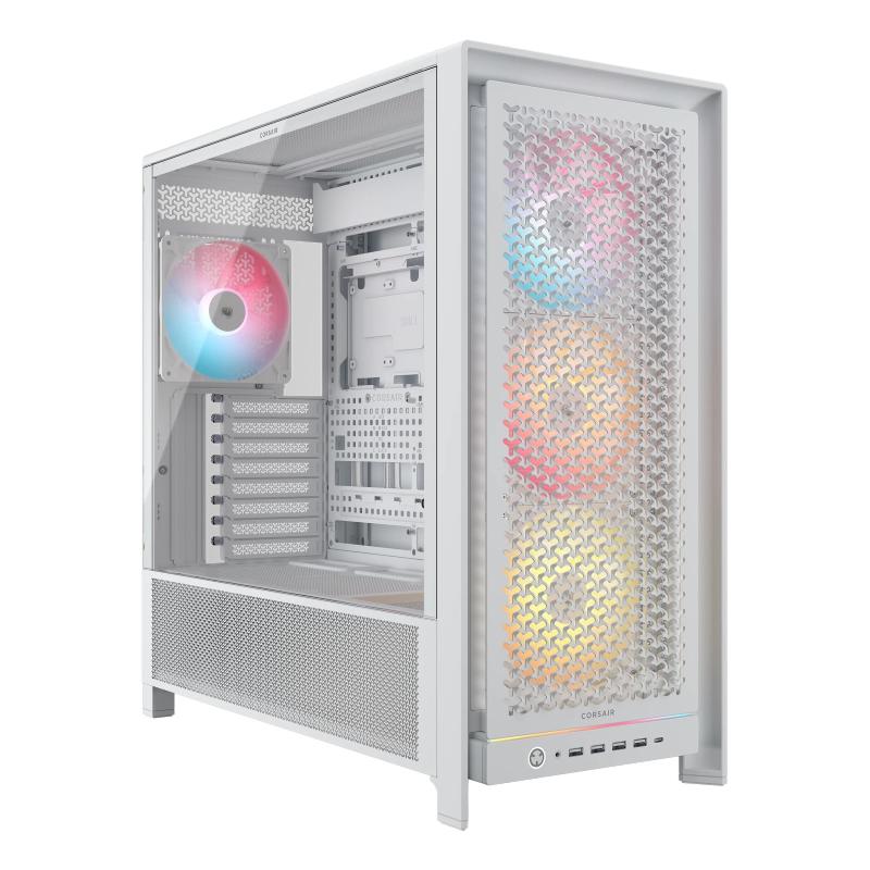 Corsair frame 5000d rs argb, midi tower, pc, weis, atx, eatx, micro atx, mini-itx, kunststoff, stahl, gehartetes glas, gaming