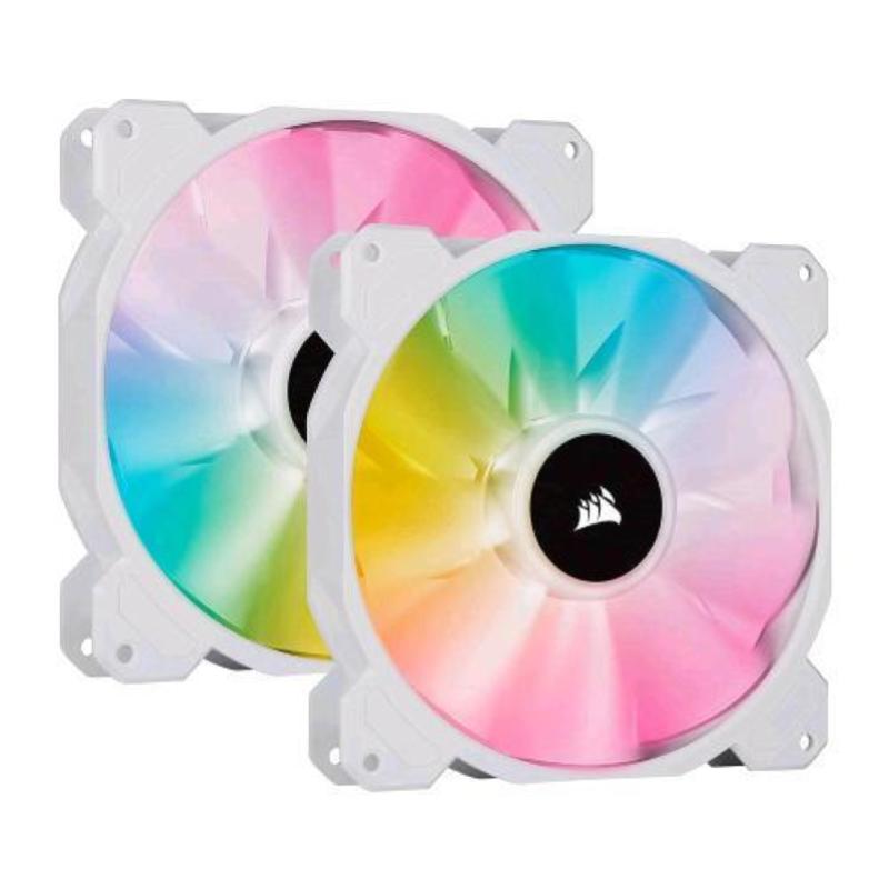 Corsair sp140 kit 2 ventole rgb elite pwm 140mm con icue lighting node core otto led rgb programmabili colore bianco