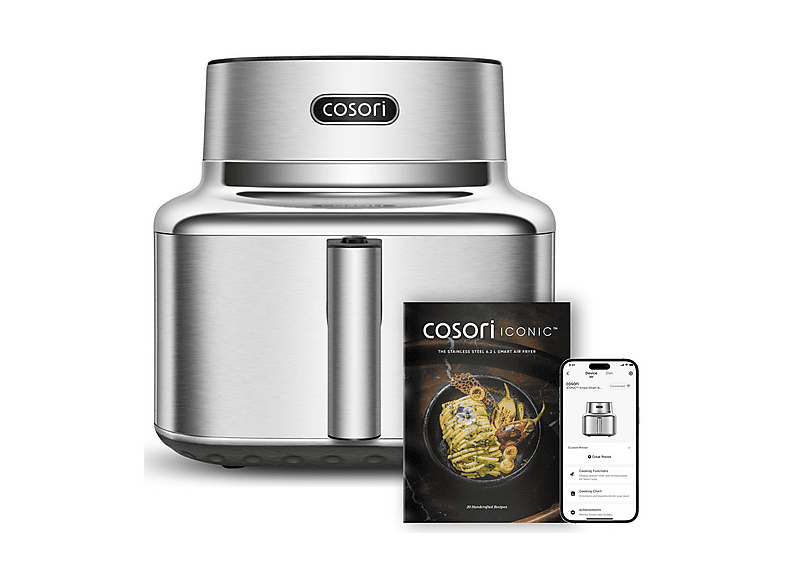 COSORI Iconic Single FRIGGITRICE AD ARIA, capacità 6,2 l, Max potenza 1725 W, 6 programmi, da 30 °C a 230 °C, Acciao Inox