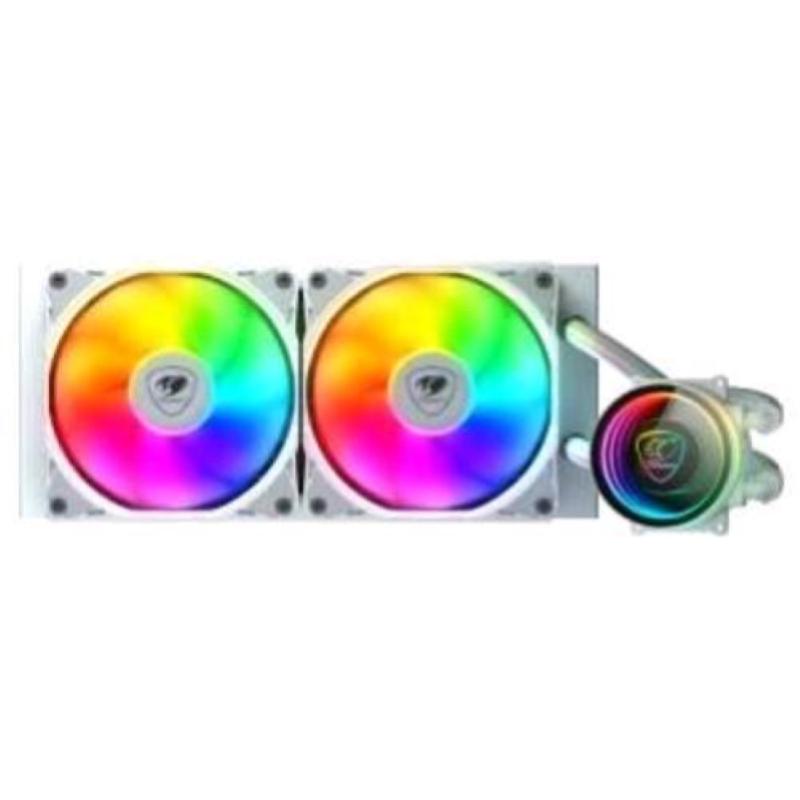 Cougar elite poseidon 240 argb dissipatore a liquido per cpu radiatore in alluminio base in rame 240mm 2 ventole 120mm illuminazione led rgb white