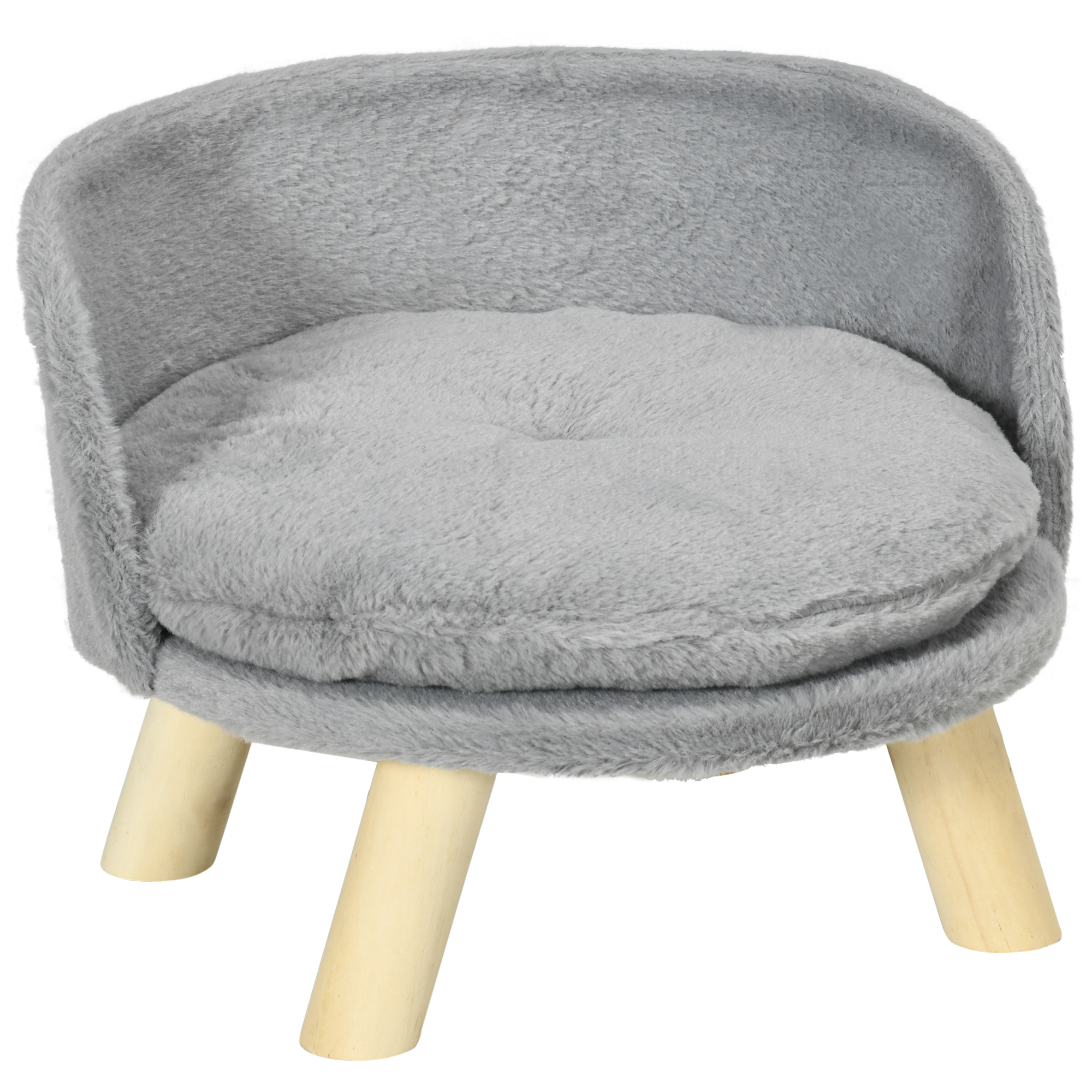 Cuccia a Cuscino PawHut per Cani, Design Scandinavo, Morbido Cuscino Rimovibile, Piedini Ø 40,5x33H cm, Grigio