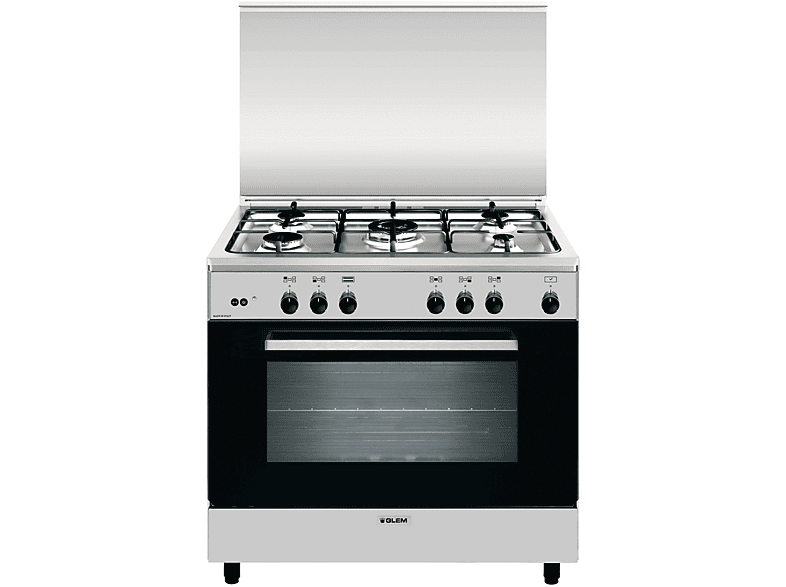 CUCINA A GAS GLEM AN965GI, a libera installazione, piano cottura Gas, 5 fuochi, Dimensioni: L 90 cm, 85 P 60 Inox