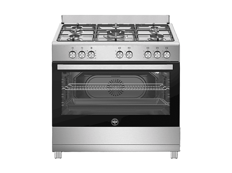 CUCINA LA GERMANIA SE965EX/24, a libera installazione, piano cottura Gas, 5 fuochi, Funzione aria calda, Dimensioni: L 89,8 cm, A 80 P 60,1 acciaio Inox