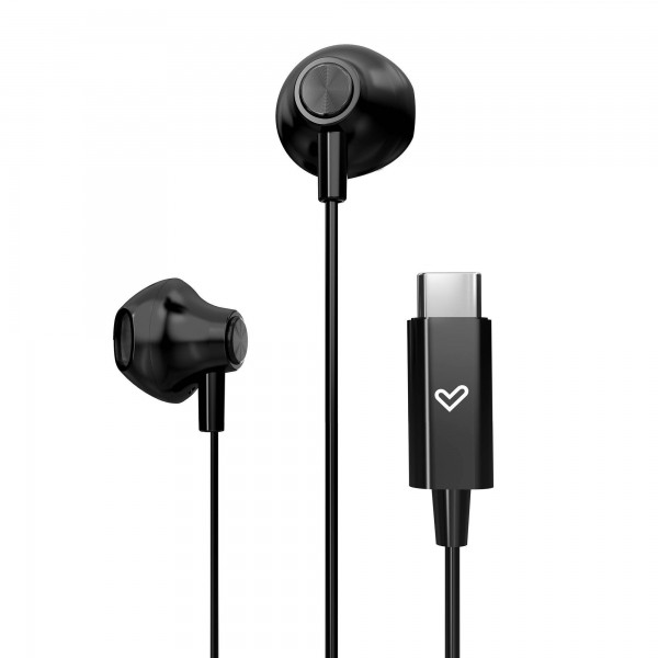Cuffie auricolari Energy Sistem - Suono HD - Connessione Type-C - Microfono integrato - Controllo riproduzione - Cavo da 120 cm - Imballaggio riciclato - Nero