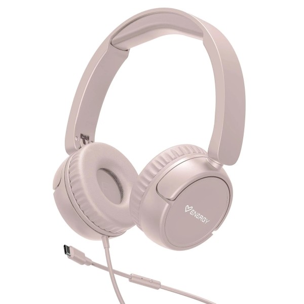 Cuffie cablate Energy System Urban - Bassi profondi - Archetto estensibile - Microfono integrato - Connessione USB-C - Rosa