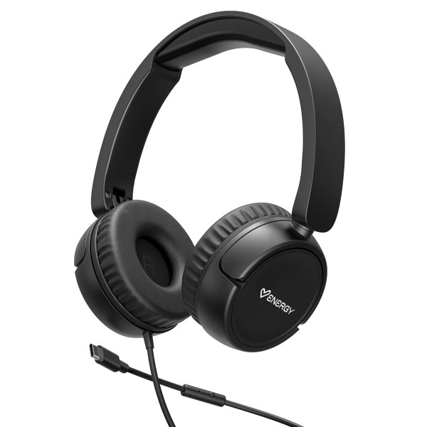 Cuffie cablate Energy Systems Urban - Bassi profondi - Archetto estensibile - Microfono integrato - Connessione USB-C - Nero