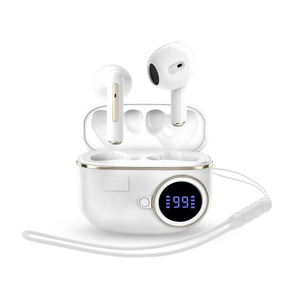 Cuffie Energy Sistem ChargeView TWS - Bluetooth 5.4 - Tecnologia True Wireless - Autonomia 20h - Display con Stato Batteria - Colore Bianco