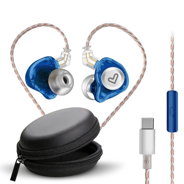 Cuffie in-ear Energy System Monitor - Microfono integrato - Controllo riproduzione - Connettore USB-C - Cavo da 120 cm - Blu