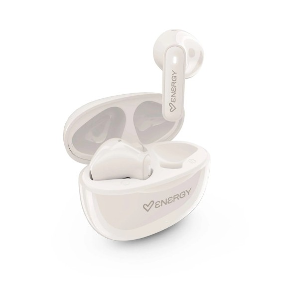 Cuffie wireless PopBuds di Energy Systems - Bluetooth 6.0 - Autonomia di 20 ore - Design compatto - Bianco