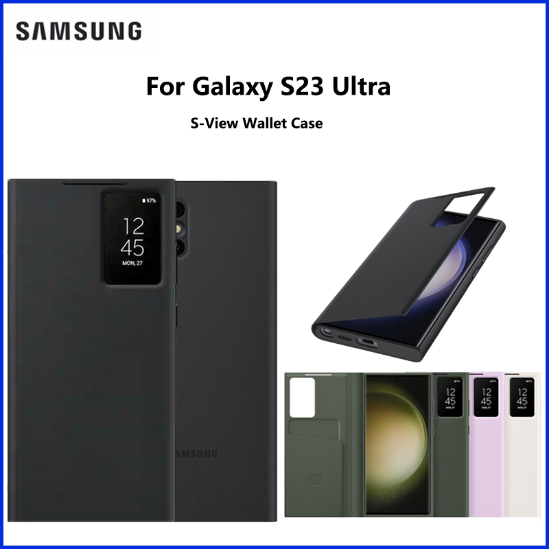 Custodia a libro originale Smart View Window antiurto per Samsung S23 Ultra