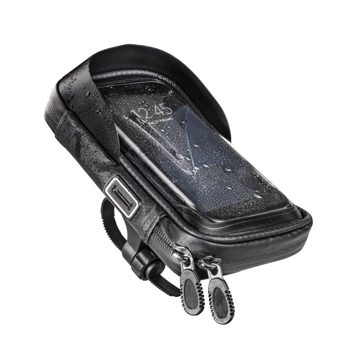 Custodia Hama Essential per smartphone per bicicletta/moto - Idrorepellente - Chiusura a cerniera - Adatta a dispositivi fino a 8 cm di larghezza - Peso massimo 200 g - Manubri fino a 4 cm - Nylon - 175x10 cm - Nero