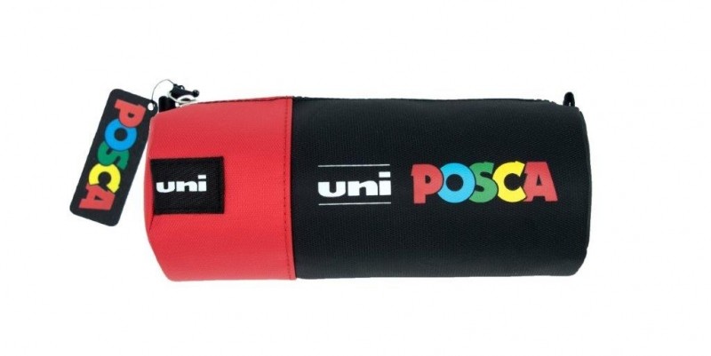 Custodia in tela Posca 85x195 cm - Ideale per pennarelli e materiale scolastico - Chiusura con cerniera - Colore Nero/Rosso